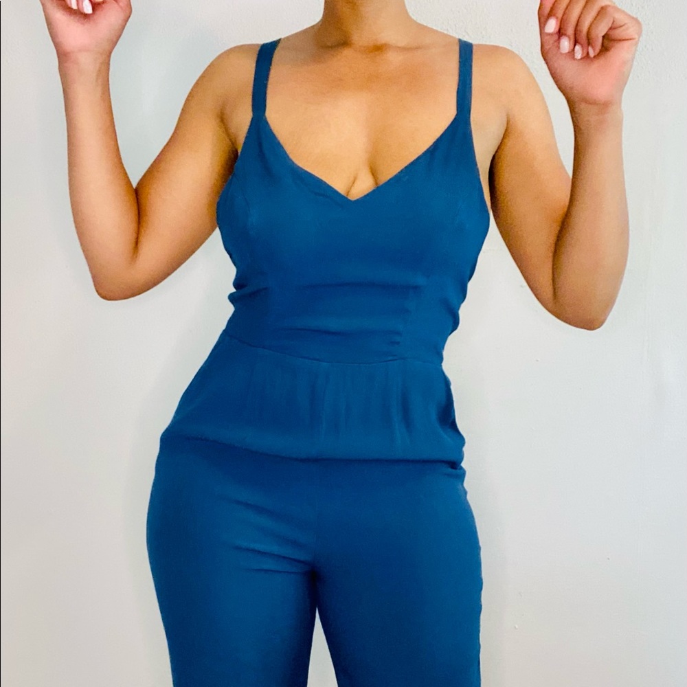 Navy Spaghetti Strap Jumpsuit